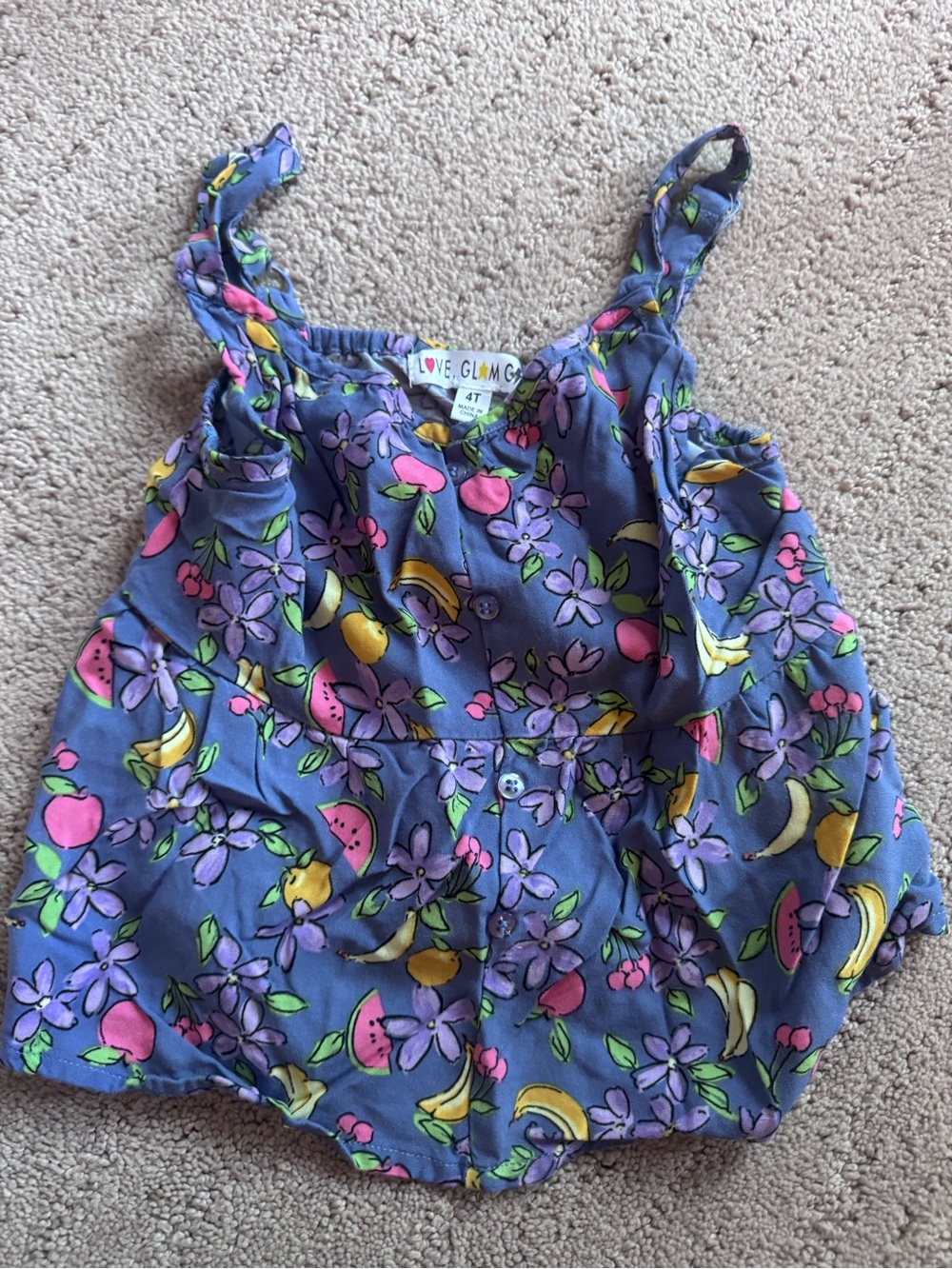 Girls Purple Fruit & Floral Tank Top